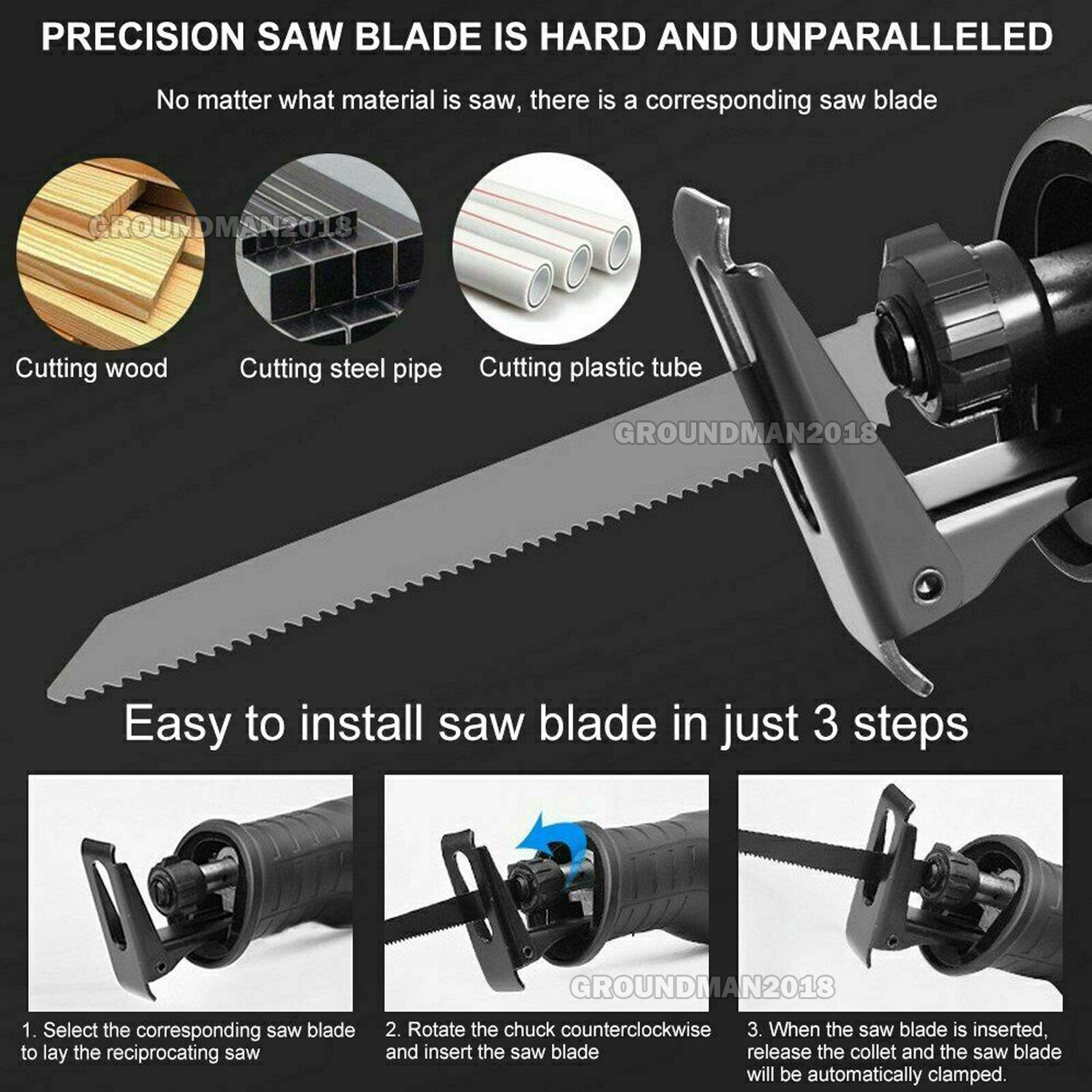 Electric Reciprocating Saw Wood Metal PVC Cutting Recip HandHeld Saw 5x