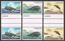 Norfolk 290-292 gutter, MNH. Michel 286-288. Whales 1982. Sperm, Southern right,