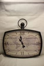 LARGE WALL CLOCK SANGTAI 6168 QUARTZ MHG050 VINTAGE MAP CLOCK RETRO STYLE