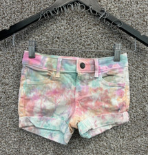 SO Tie Dye Girl's Shorts Pastel Cuffed Shorts Stretch Girls Size 7