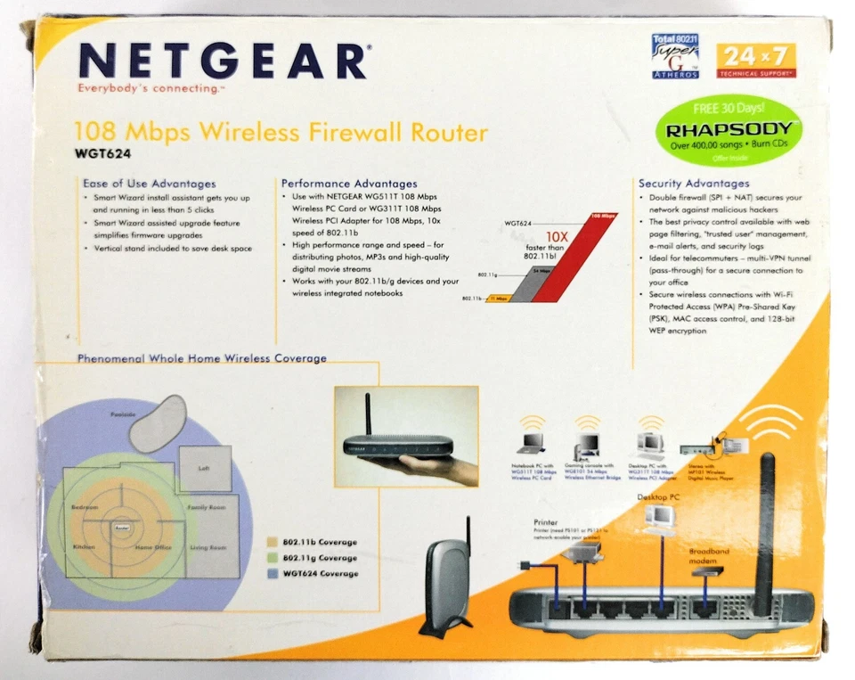 Netgear WiFi Firewall 108 Mbps 4-Port 10/100 Wireless 802.11b/g WGT624v2 - Image 2 of 4
