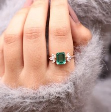 Emerald sapphire Ring Wedding Anniversary Engagement Ring Gift For Her