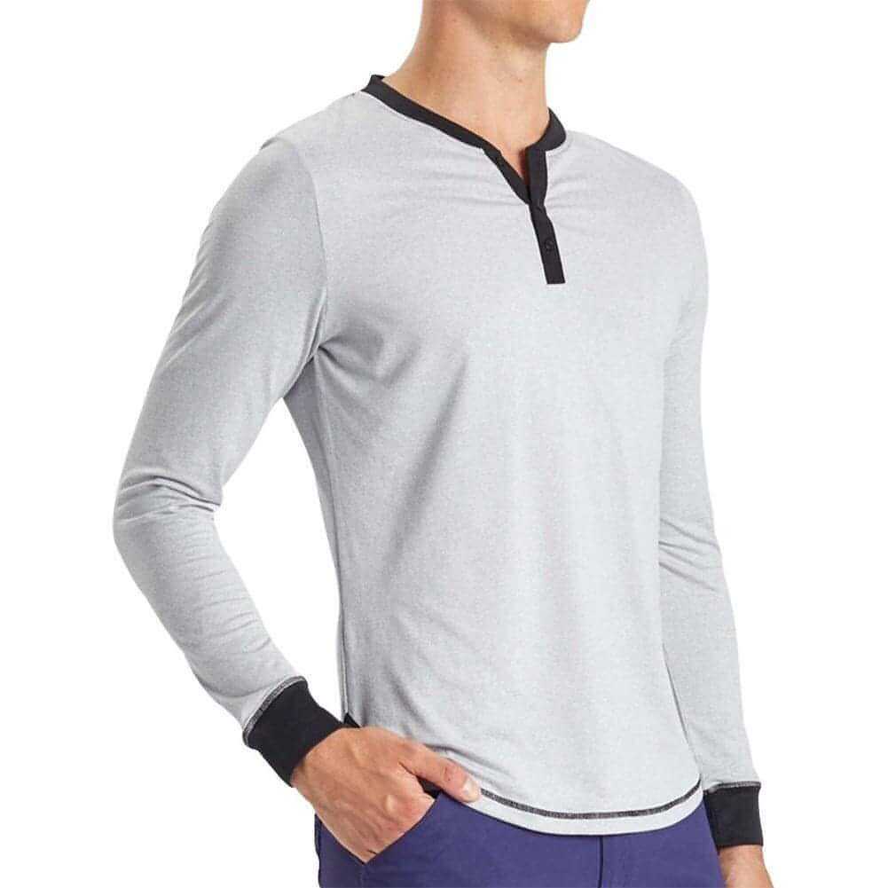 Ohmme Mens Dawn Long Sleeve Yoga Top Grey Made From Recycled Plastic