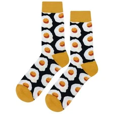 NWT Sunny Side Egg Dress Socks Novelty Men 8-12 Multicolor Crazy Fun Sockfly