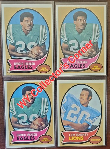 Lote de 20 tarjetas de fútbol americano Topps 1970 Len Dawson Fran Tarkenton Charlie Taylor Barney - Imagen 5 de 7