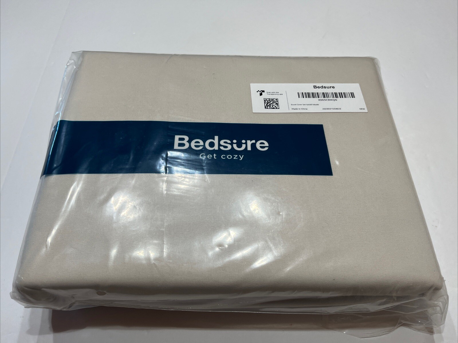 Bedsure Full Queen Duvet Cover 90x90 Soft Beige Check Description-image
