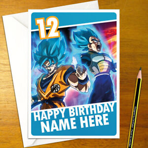 Dragon Ball Super Personnalisees Carte D Anniversaire Personnalise Z Goku Melange Vegeta Saiyan Ebay