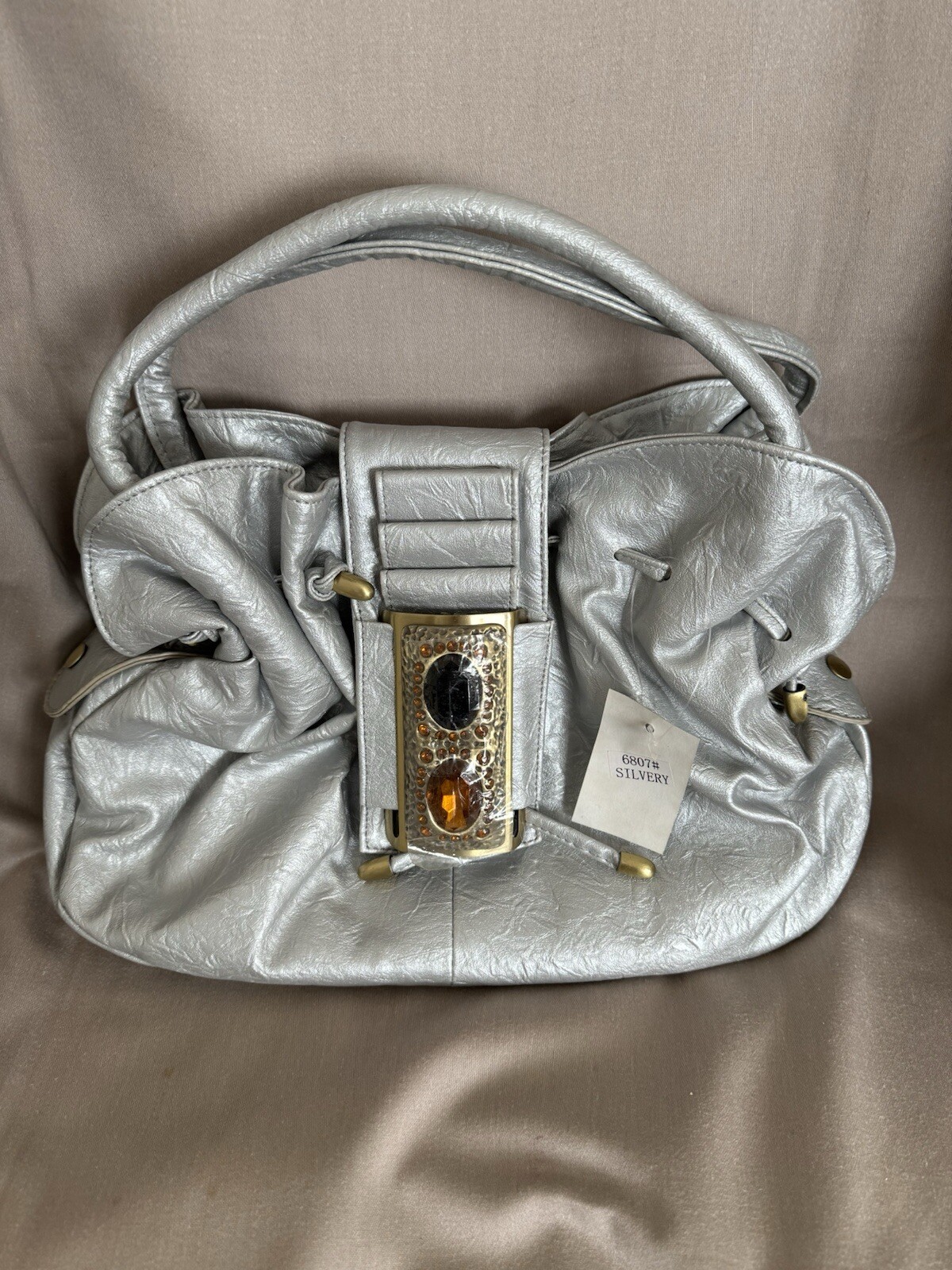 OFERTA Bolso de Día Mujer Plata Mate Joya Asa Superior Ganga