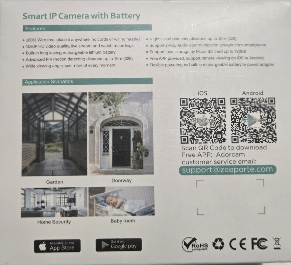 NEW Zeeporte Security Surveillance Smart IP Camera Outdoor 1080P HD Wireless eBay