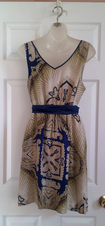 Vestido Edme & Esyllte 100% Seda S Boho Forrado Bolsillos con Cinturón Cuello en V Cachemira Foto 3 de 4