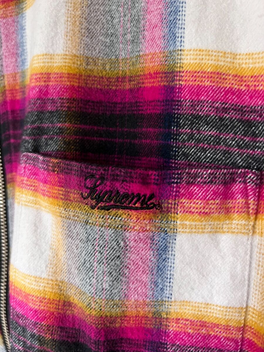 Supreme Shadow Plaid Zip Up Flannel Shirt - Size Large Supreme Shadow Plaid Zip Up Flannel Shirt - Size Large