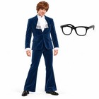 Mens 60s Groovy Secret Agent Spy Fancy Dress Costume Jacket Wig Glasses