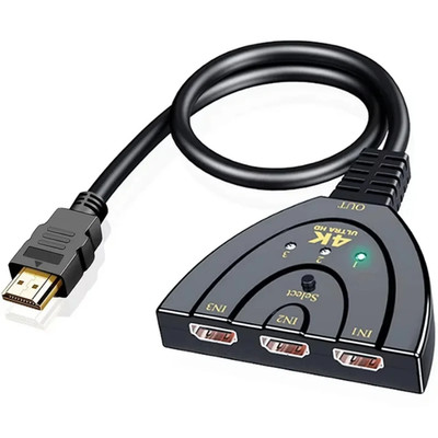 4K Hdmi-Compatible Switch Cable 3 in 1 Out Port Hub HD Video Switcher Adapter fo