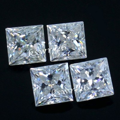 Natural 4.80 Ct D Color VVS1 Excellent Cut 6.00 MM Princess White Diamond 4 Pcs