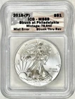 2015 (P) AMERICAN SILVER EAGLE ICG MS69 STRUCK AT PHILADELPHIA MINT 1 OF 79,640