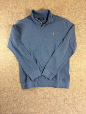 Polo Ralph Lauren Blue 1/4 Zip Mock Neck Logo Sweater Boy s Size XL 18-20