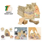 50Pcs 8x12 Inch Linen Burlap Drawstring Bags with Bonus Gift Tags for Events