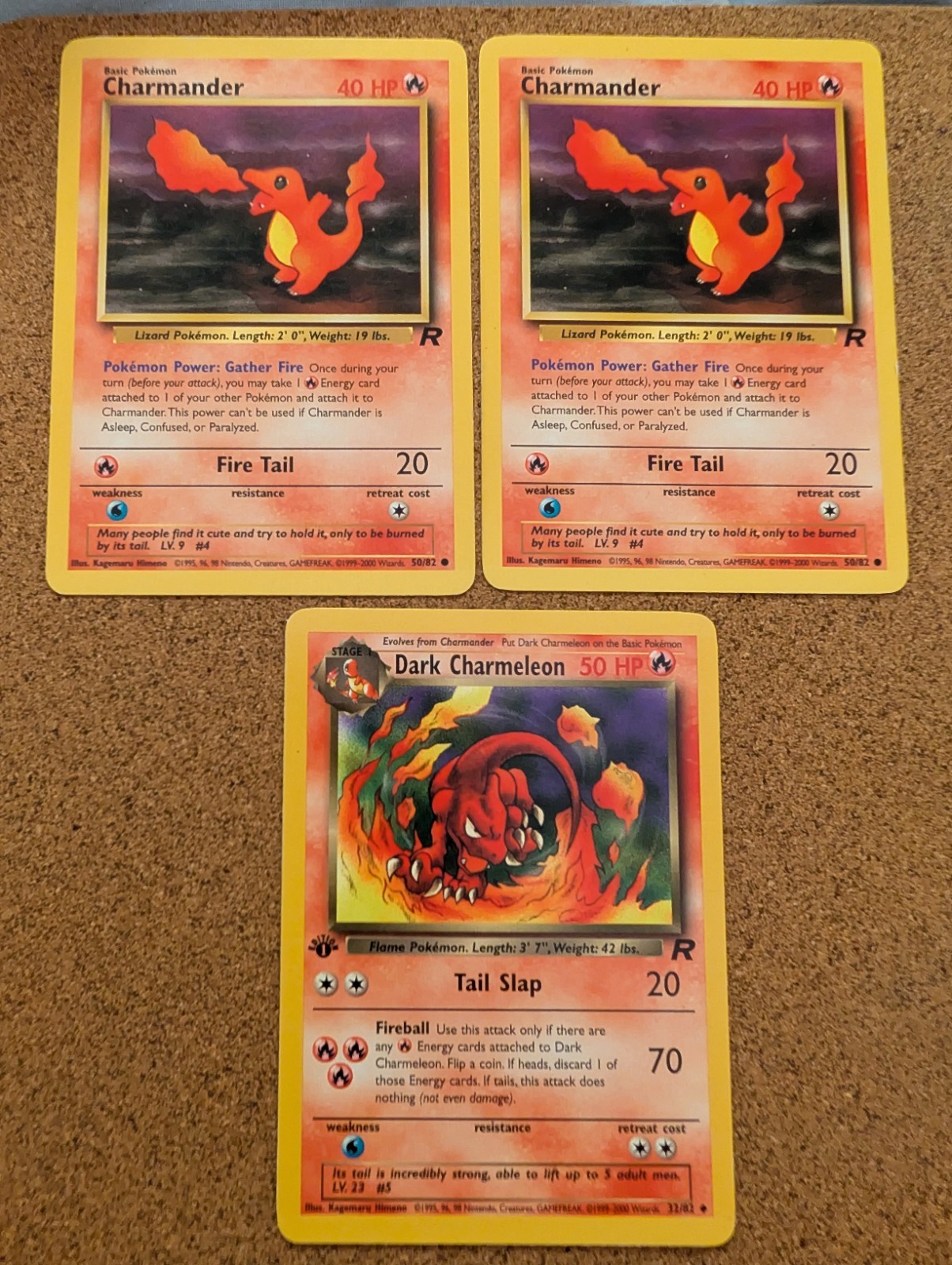 1st Edition Dark Charmeleon + Charmanders 32/82 Team Rocket Pokemon Card - NM