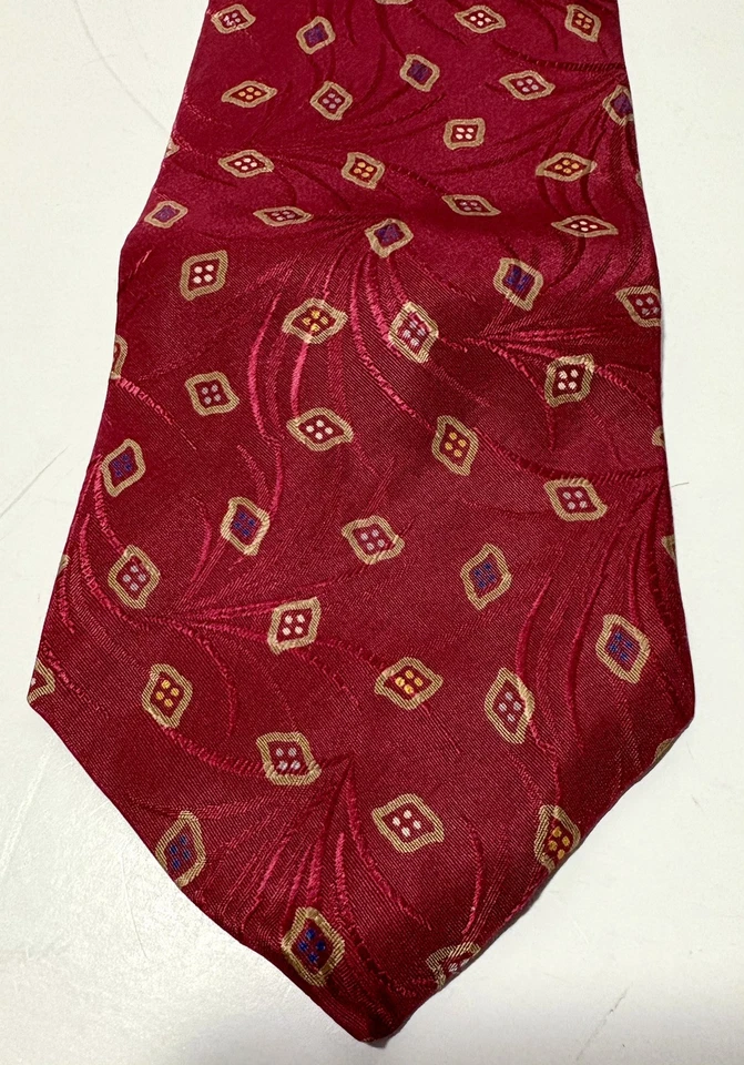 Галстук Liz Claiborne красный геометрический дизайн итальянский шелк сделано в США - Изображение 4 из 4