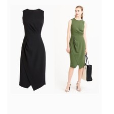 J. Crew Black Sleeveless Draped Tulip Sheath Dress Asymmetrical Hem Size 2
