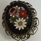 ANTIQUE ART DECO ITALY BRASS FILIGREE MICRO MOSAIC FLOWER BROOCH — photo 7