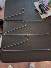 3 Vintage Large Metal Open End Pants Trouser Rug Hangers 20"