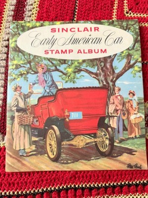 Sinclair Oil Gas Promo EARLY AMERICAN CAR Stamp Album c1952 FULL OF STAMPS