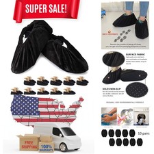 XL 10 Pairs Black Non Slip Washable Reusable Shoe Covers For Household Thicke...