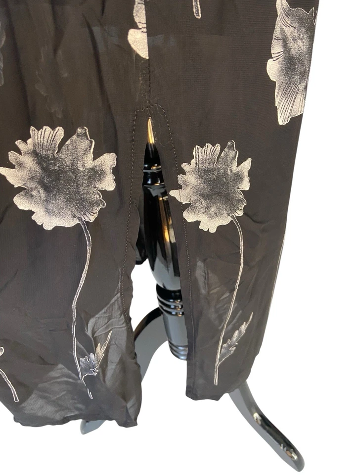 Maxi Vestido Vintage Informal Esquina Floral Transparente Talla 8 Negro Y2K Suave Grunge Hada Foto 3 de 4