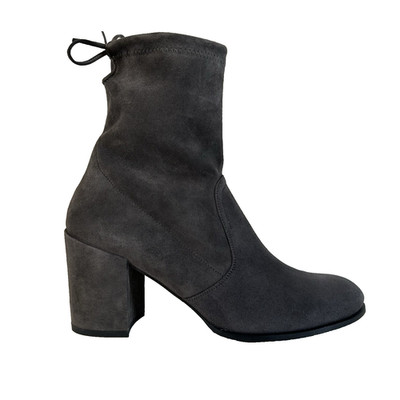 Stuart Weitzman Shorty Suede Leather Gray Block Heel Drawstring Boots Womens 11N