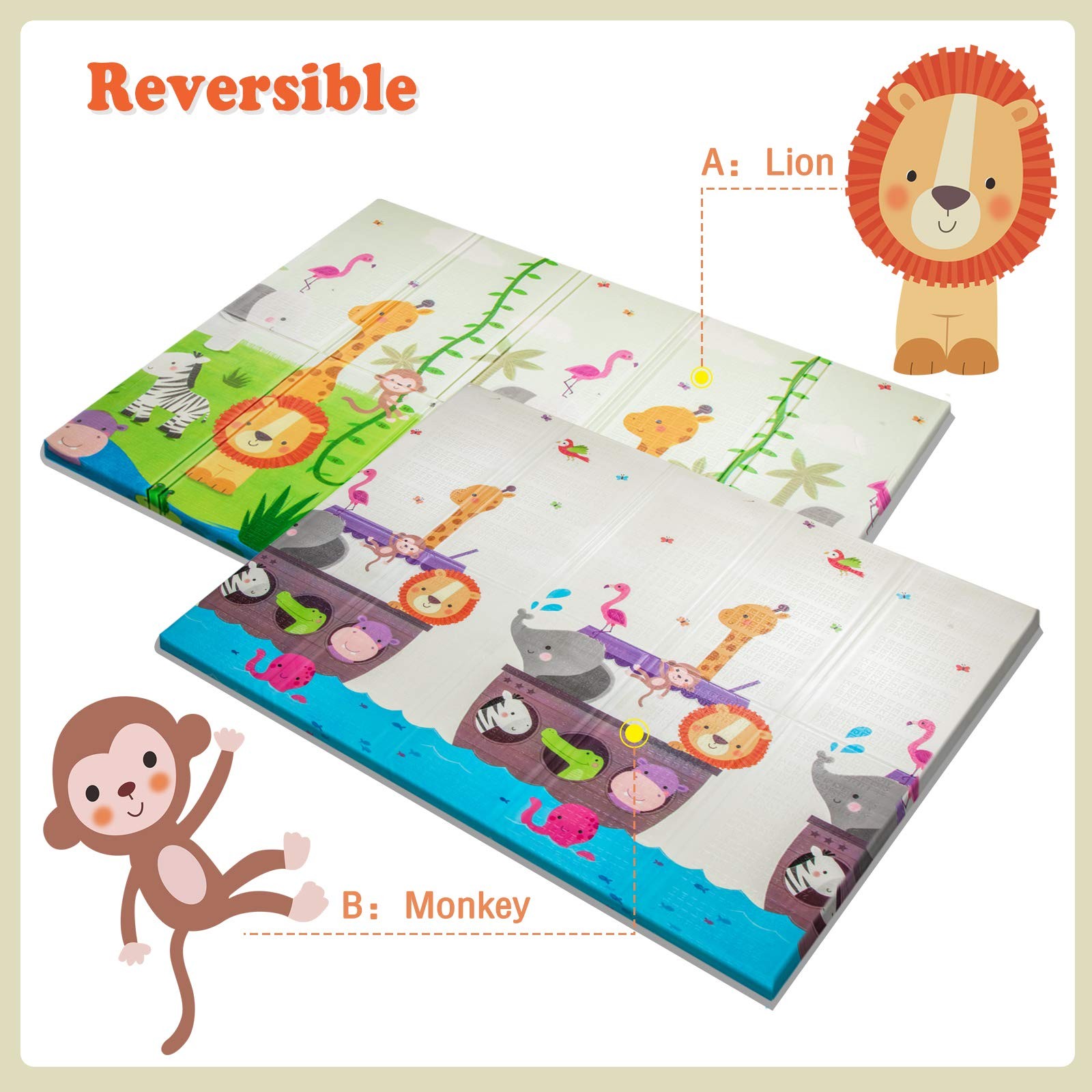 UANLAUO Foldable Baby Play Mat - Extra Large, Waterproof Activity Playmat for Ba