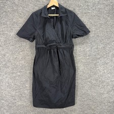 Motherhood Dress Women XL Black Sheath Midi Collared Short Sleeve Cotton Casual