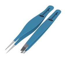 Tweezer Guru Eyebrow Tweezers for Women Men - Set of 2, 2 Piece Set, Teal