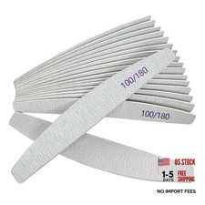 Nail Files 12 Pack , 100/180 Grit Wooden Board Nail File Double Sided Emery
