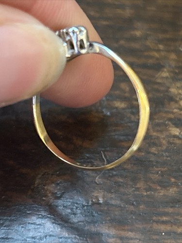 Vintage 18 kt Gold und Platin Ring mit vier Diamanten Ewigkeit Verlobung Hg&s 3,2 g - Bild 8 von 8