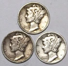 (3) Mercury Dimes - 1939D 1939P 1939S - VF/XF - #0906ED - FREE SHIPPING