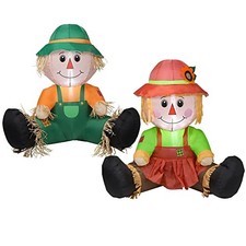 Fall Inflatable Decoration, 3.3FT Air Blown Scarecrow Scarecrows with Big Eyes