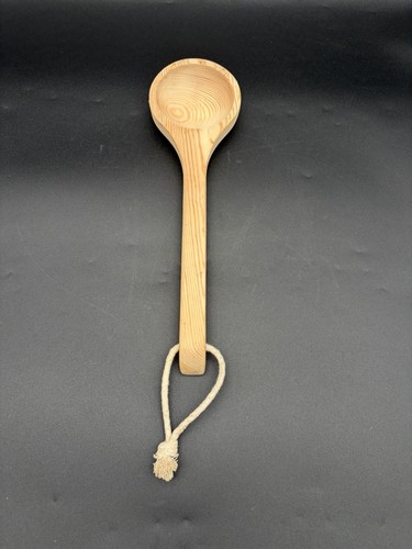 Handcrafted Cedar Sauna Ladle - 15" Northwood Wood Water Scoop with Rope Hangtag
