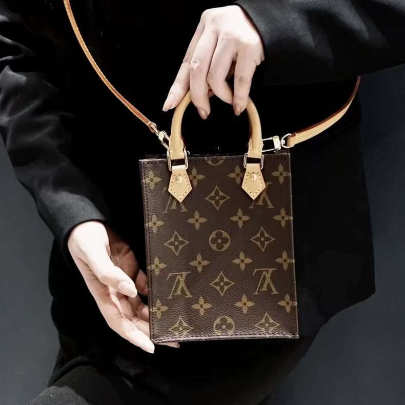Louis Vuitton Petit Sac Plat Mini Tote Bag Monogram Canvas 2-Way