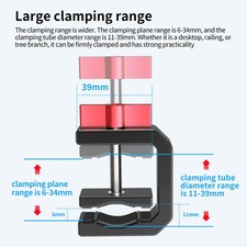 XT-XINTE Aluminum C-Clamp 17mm Ball Head Magic Arm Mount for GoPro DJI Insta360