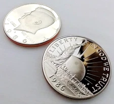 1986-S Proof Half Dollar 50¢ Lot of (2) Two ⁄⁄ Kennedy & Statue of Liberty [KS3]