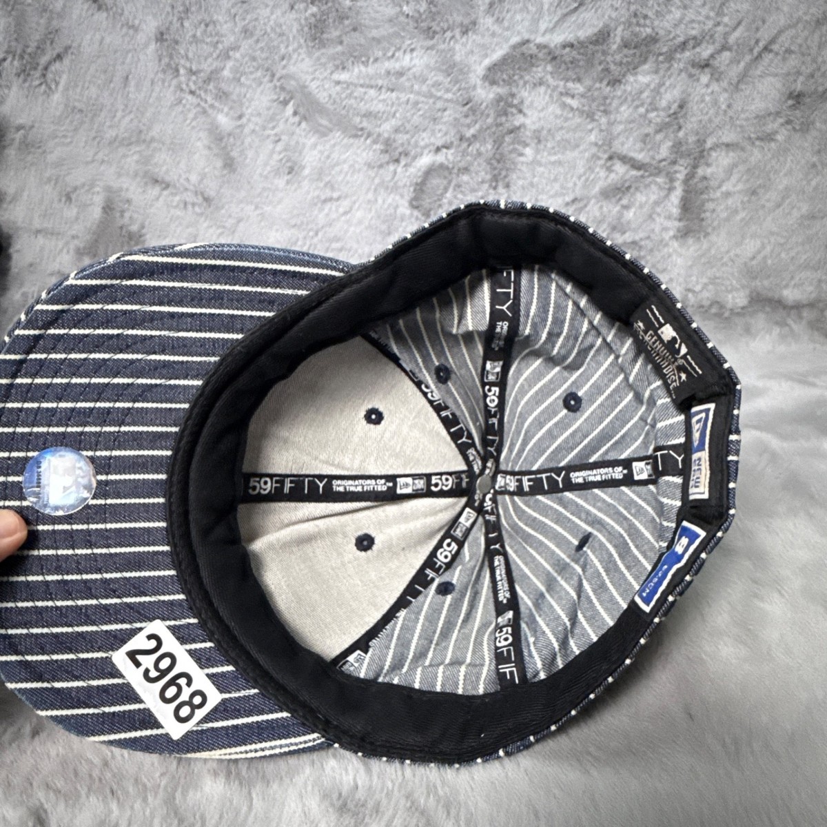 Vintage New York Yankees Hat Cap 8 Pin Stripe New Era Blue Tags