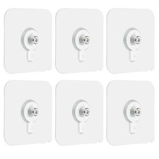 6Pcs Adhesive Wall Mount Screw Hooks, 8mm Acrylic Drill Free Adhesive Hooks