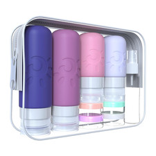 18 Pack Travel Bottles for Toiletries, TSA Approved Silicone Travel Containers L