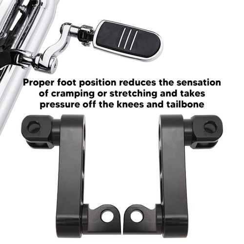 (Black) 360° Adjustable Foot Pegs Bracket Motorcycle Highway Foot Peg - Picture 16 of 22