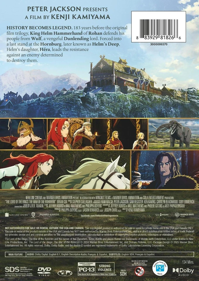 Lord Of The Rings, The The War Of The Rohirrim DVD NEW Foto 4 de 4