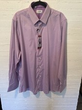 NWT Duchamp London Men's Slim Fit Cotton Stretch Dress Shirt Purple, Size 18 XXL