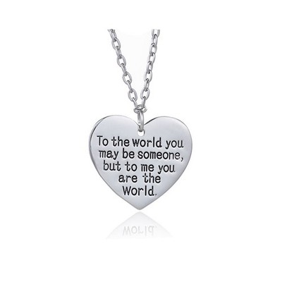 Schöne Halskette Liebe Herz Anhänger To Me You Are The World