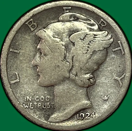 1924-S Mercury Dime Fine F Coin #36914