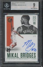2018-19 Panini Encased MIKAL BRIDGES RC Auto Scripted Green /5 BGS 9/10 JMP14